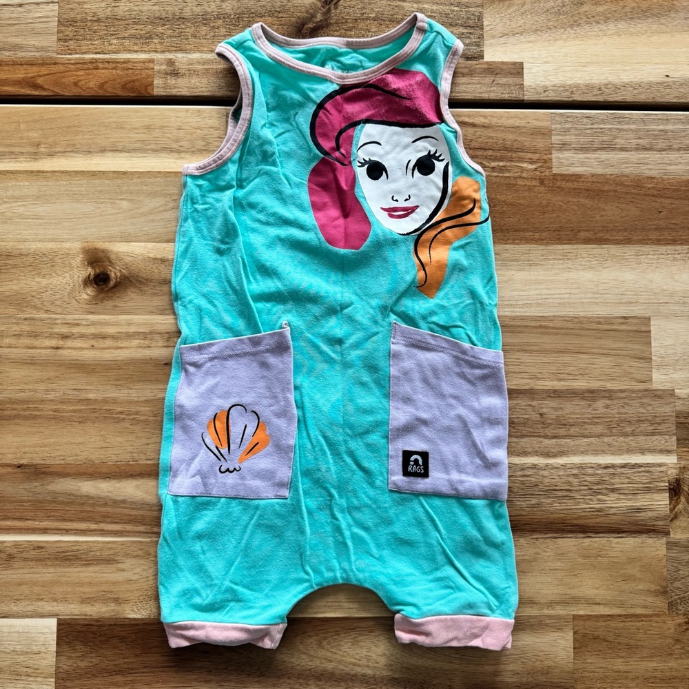 RAGS Little Mermaid Teal and Pink Toddler Romper